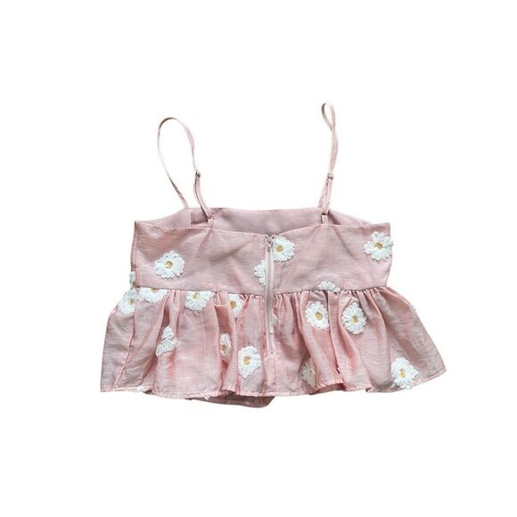 Storia Pink Daisy Peplum Crop Top – XS (NWT) - Picture 2 of 5